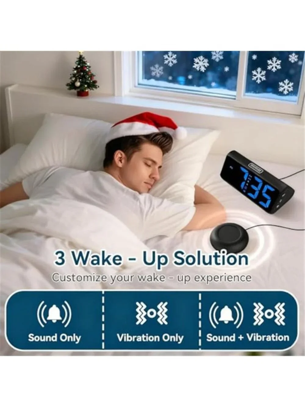 Loud Alarm Clock Heavy Sleepers Bed Shaker RGB Digital Clock Vibrating